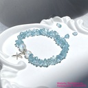 Vòng đá Aquamarine mix đá mặt trăng (Moon) và charm bạc 925