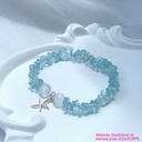 Vòng đá Aquamarine mix đá mặt trăng (Moon) và charm bạc 925