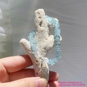 Vòng đá Aquamarine mix đá mặt trăng (Moon) và charm bạc 925