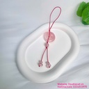 Dây treo xe/móc khóa đồng điếu (Khấu bình an) thạch anh hồng chất đẹp