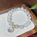 Vòng thạch anh trắng mix charm bạc 925
