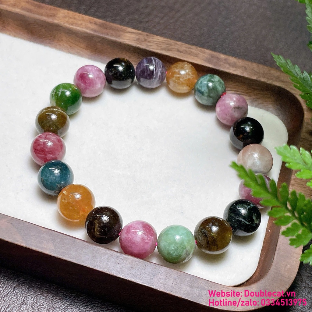 Vòng tay đá tourmaline đa sắc tự nhiên
