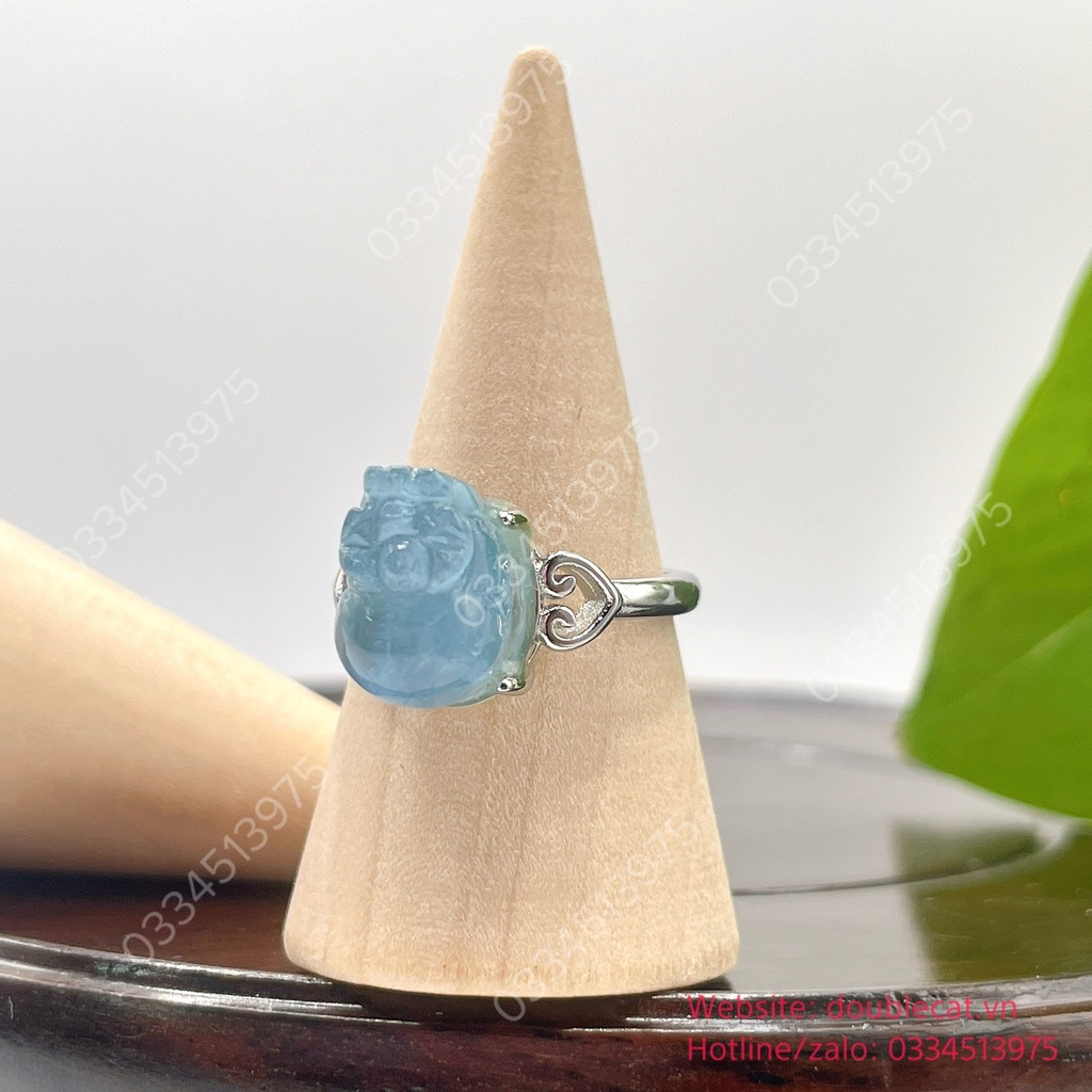 Nhẫn Tỳ hưu Aquamarine bạc 925 free size