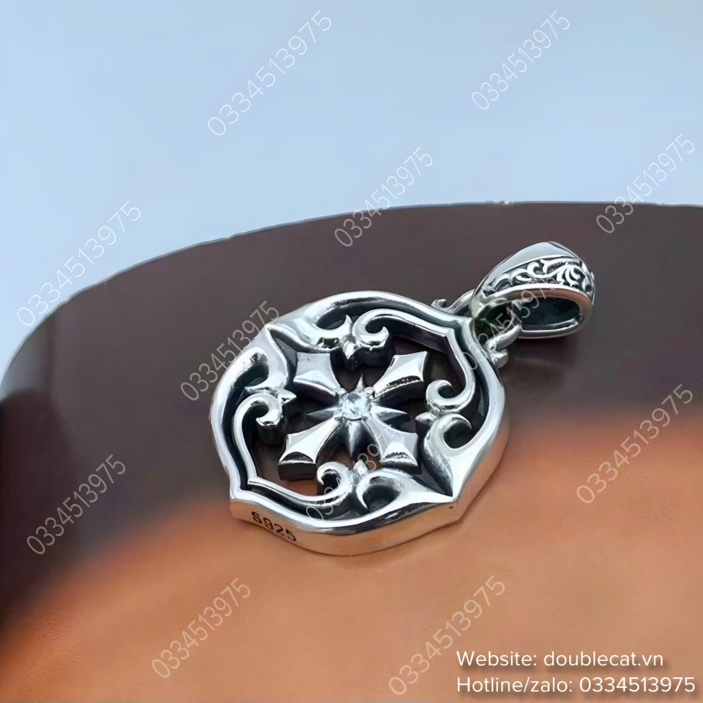 Mặt dây chuyền nam phong cách, bạc 925