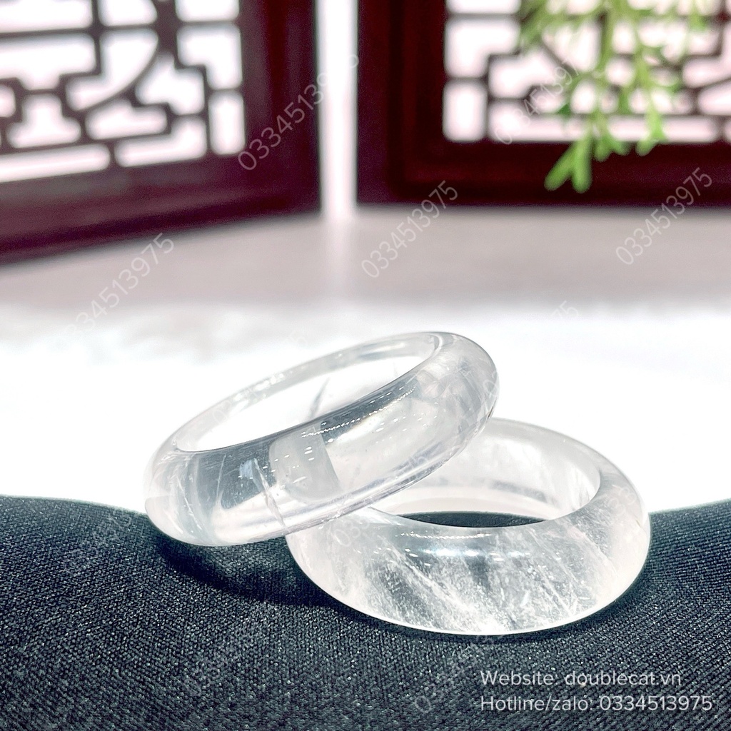 Nhẫn bản hẹ thạch anh trắng