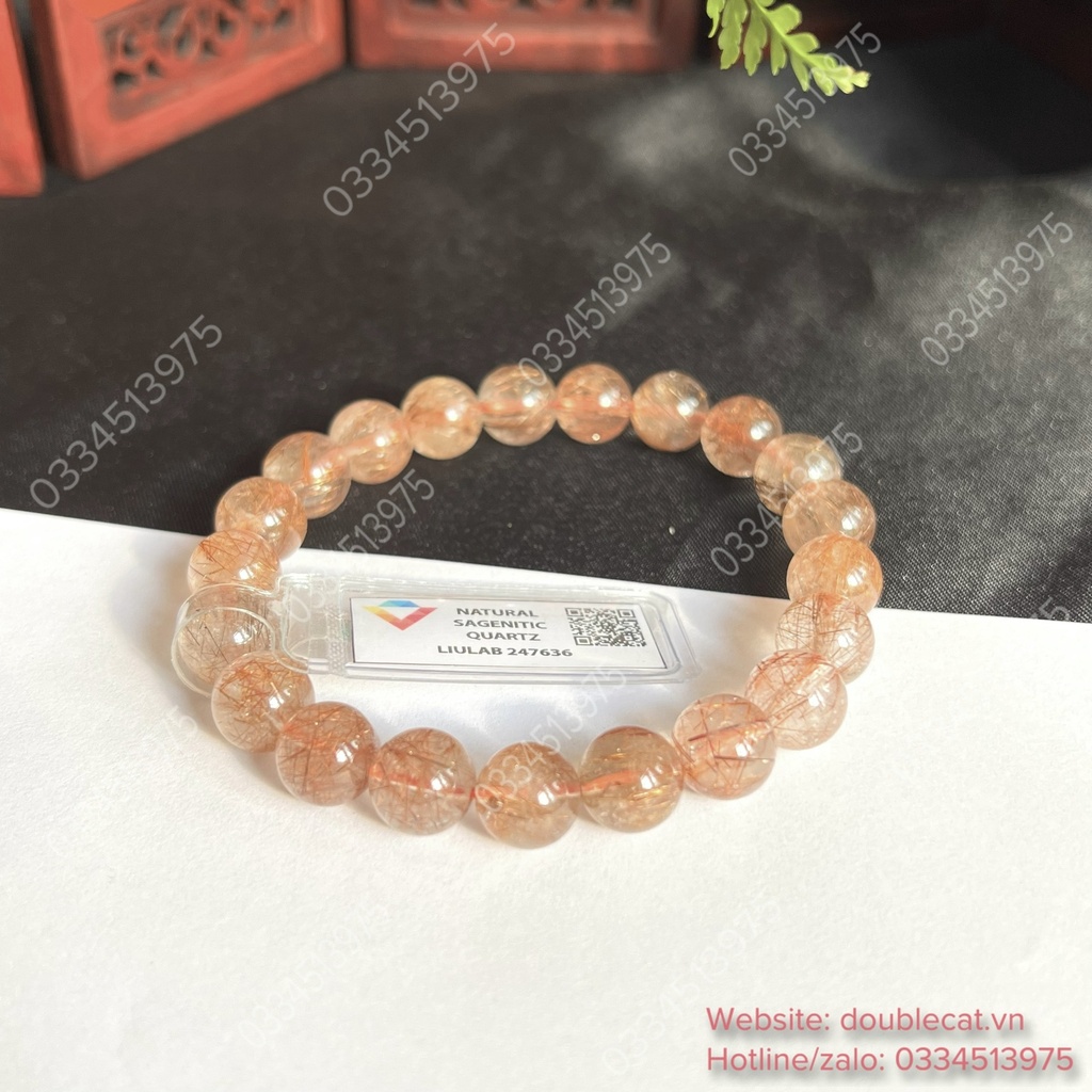 Vòng thạch anh tóc nâu 10mm đi kèm giấy kiểm định 