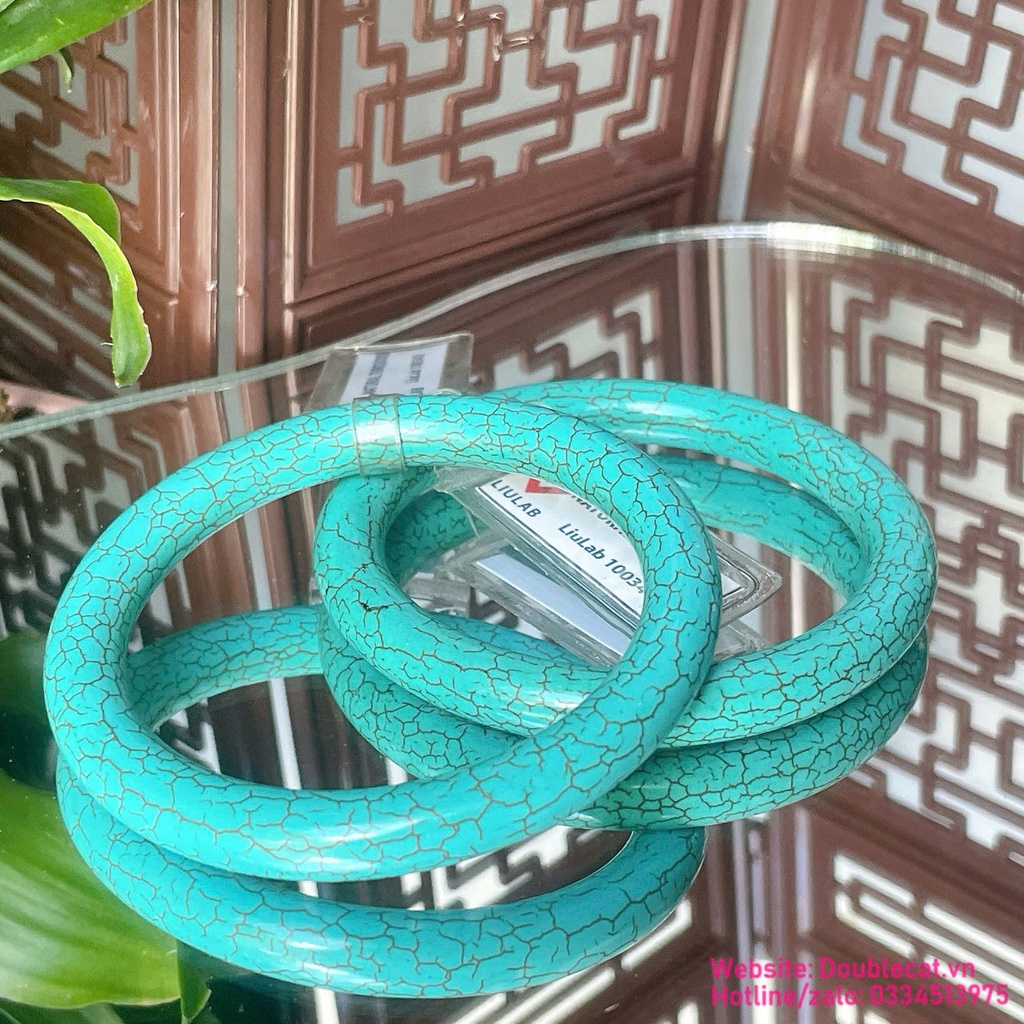 Vòng bản đũa đá ngọc lam Turquoise ni 52mm, đi kèm giấy kiểm định