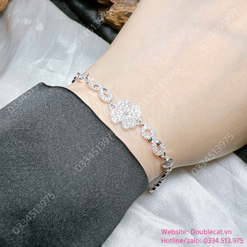 Lắc tay bạc cỏ 4 lá vô cực