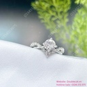 Nhẫn bạc chữ V đính đá xinh xắn