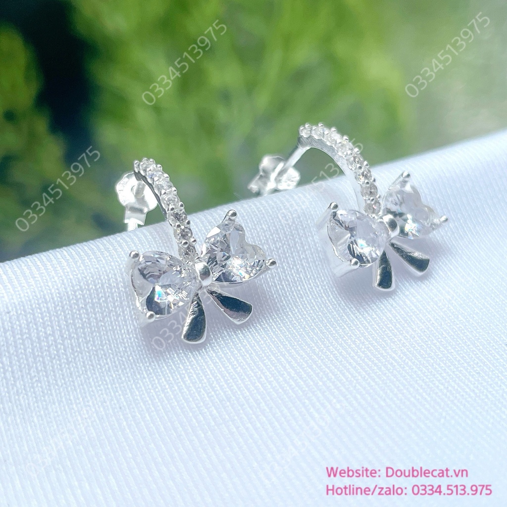 Bông tai bạc kiểu nơ xinh xắn
