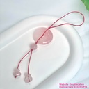 Dây treo xe/móc khóa đồng điếu (Khấu bình an) thạch anh hồng chất đẹp