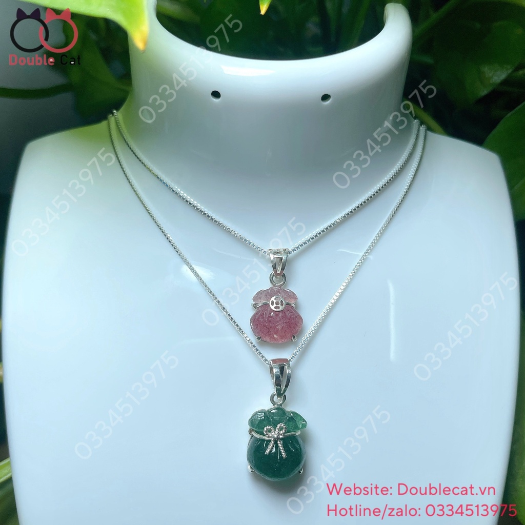 Mặt dây chuyền túi tiền thạch anh dâu