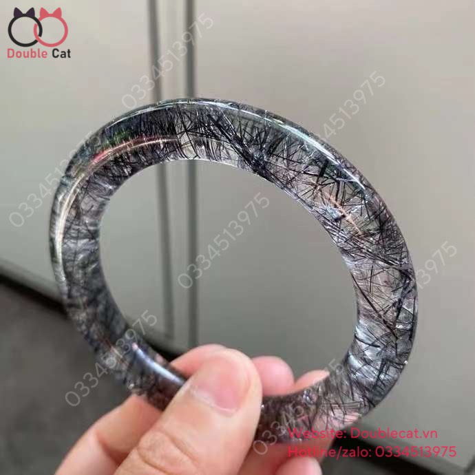 Vòng bản đũa thạch anh tóc đen, Ni 56,4mm, Bản 10,2mm
