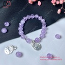 Vòng thạch anh tím Lavender mix charm bạc mèo cá 925