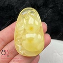 Mặt dây chạm hồ lô hổ phách, KT 50,6x31,6mm