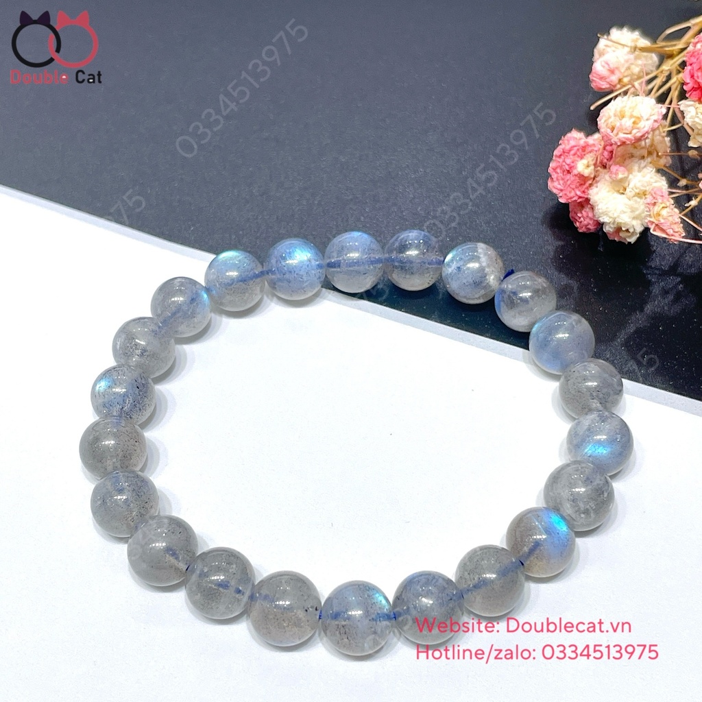 Vòng chuỗi hắc nguyệt quang (đá xà cừ) ánh xanh đẹp