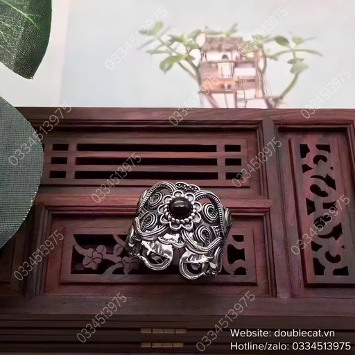 [NBBT-0004] Nhẫn nam cổ điển đính đá, bạc 925