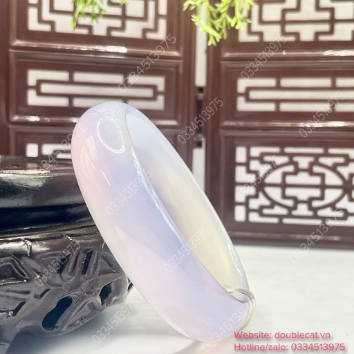 Vòng Agate ( mã não) tím phớt trắng bản hẹ 16mm, ni 56,7mm