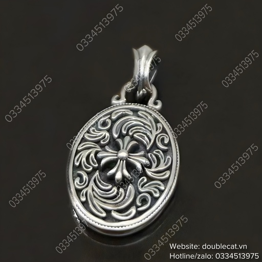 Mặt dây chuyền nam phong cách chrom hearts, bạc 925