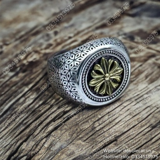 Nhẫn nam phong cách chrom hearts, bạc 925