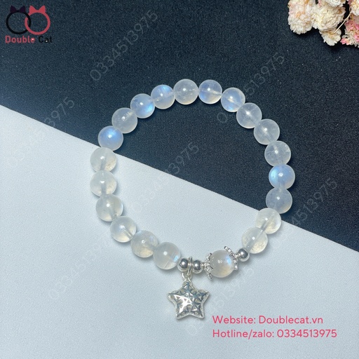 Vòng đá mặt trăng mix charm bạc 925