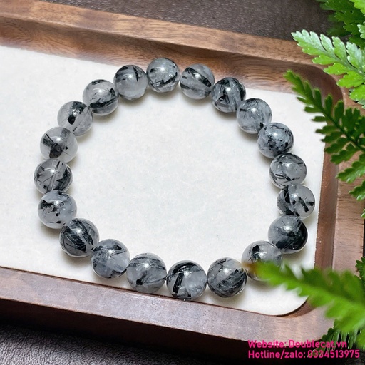 Vòng thạch anh tóc đen chất thường, sợi tóc to size 9-10mm