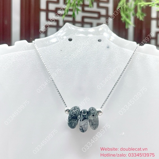 Dây chuyền bạc, đồng điếu thạch anh tóc đen