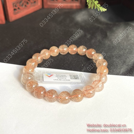 Vòng thạch anh tóc nâu 10mm đi kèm giấy kiểm định 