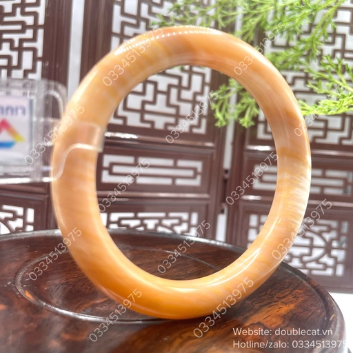 Vòng bản đũa gỗ hoá thạch (mộc thạch) ni 53,5mm mài thủ công