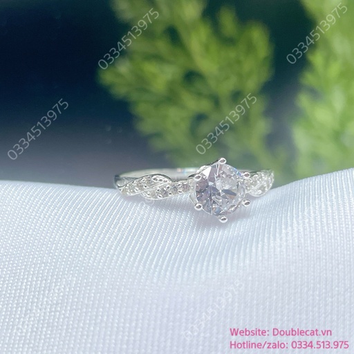 Nhẫn bạc nữ 2 line xoắn đính đá