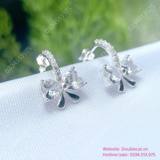 Bông tai bạc kiểu nơ xinh xắn
