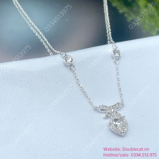 Dây chuyền bạc nữ mặt trái tim nơ