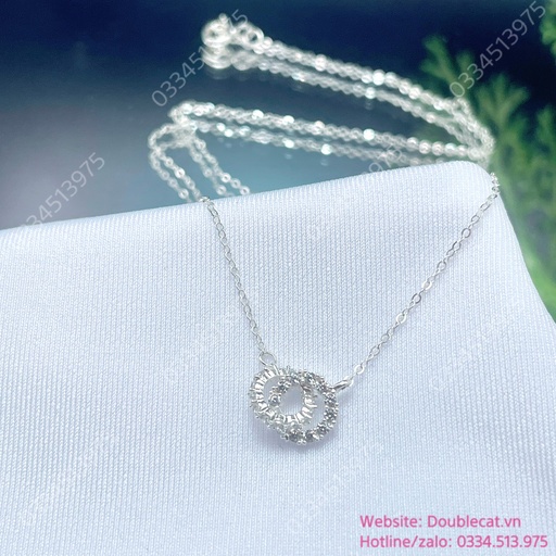 Dây chuyền bạc mặt 2 vòng đá