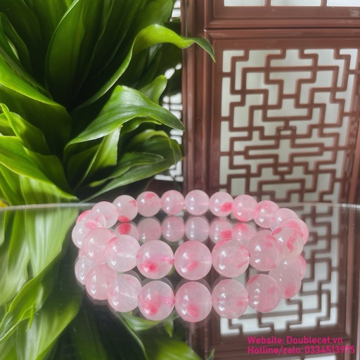 Vòng chuỗi đá tường vi thiên nhiên, chất trong đẹp size 10mm