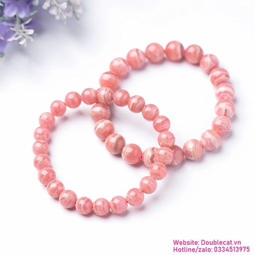 Vòng chuỗi đá Đào hoa (Rhodochrosite) thiên nhiên