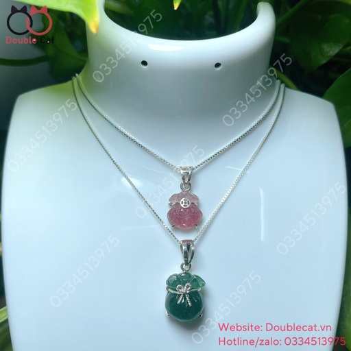 Mặt dây chuyền túi tiền thạch anh dâu