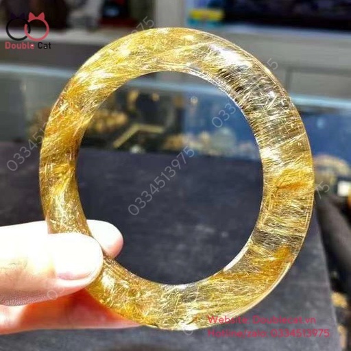 Vòng bản đũa thạch anh tóc vàng VIP, Ni 61mm