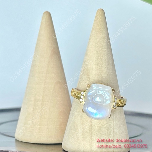 Nhẫn Tỳ hưu đá mặt trăng bạc 925 free size