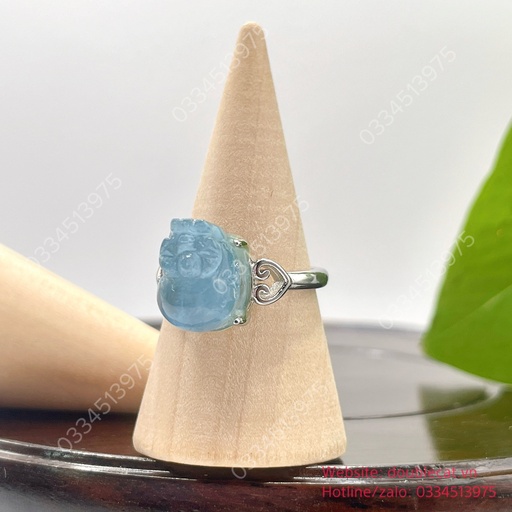 Nhẫn Tỳ hưu Aquamarine bạc 925 free size